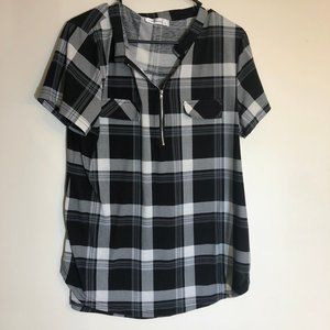 Finice Flowy Plaid Blouse size Large